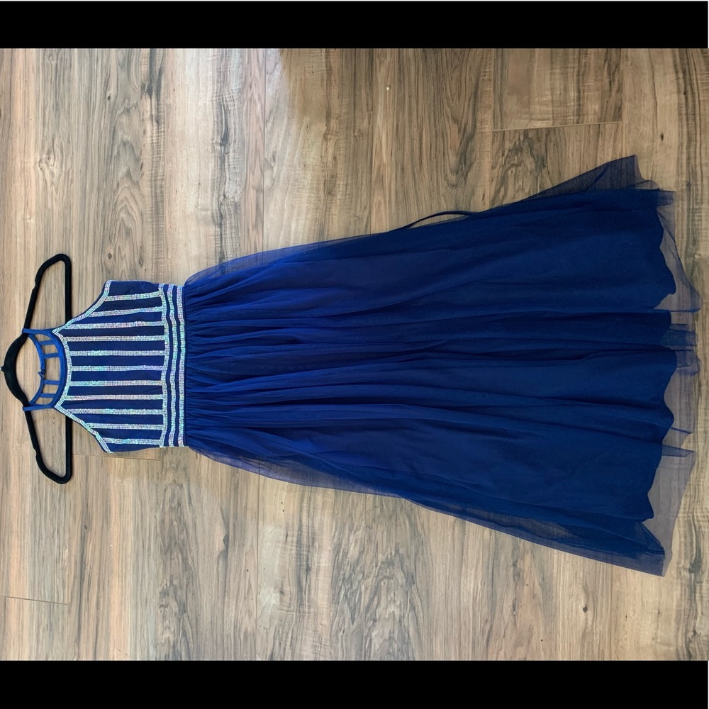 Blue ankle length girls dress size 12 worn once